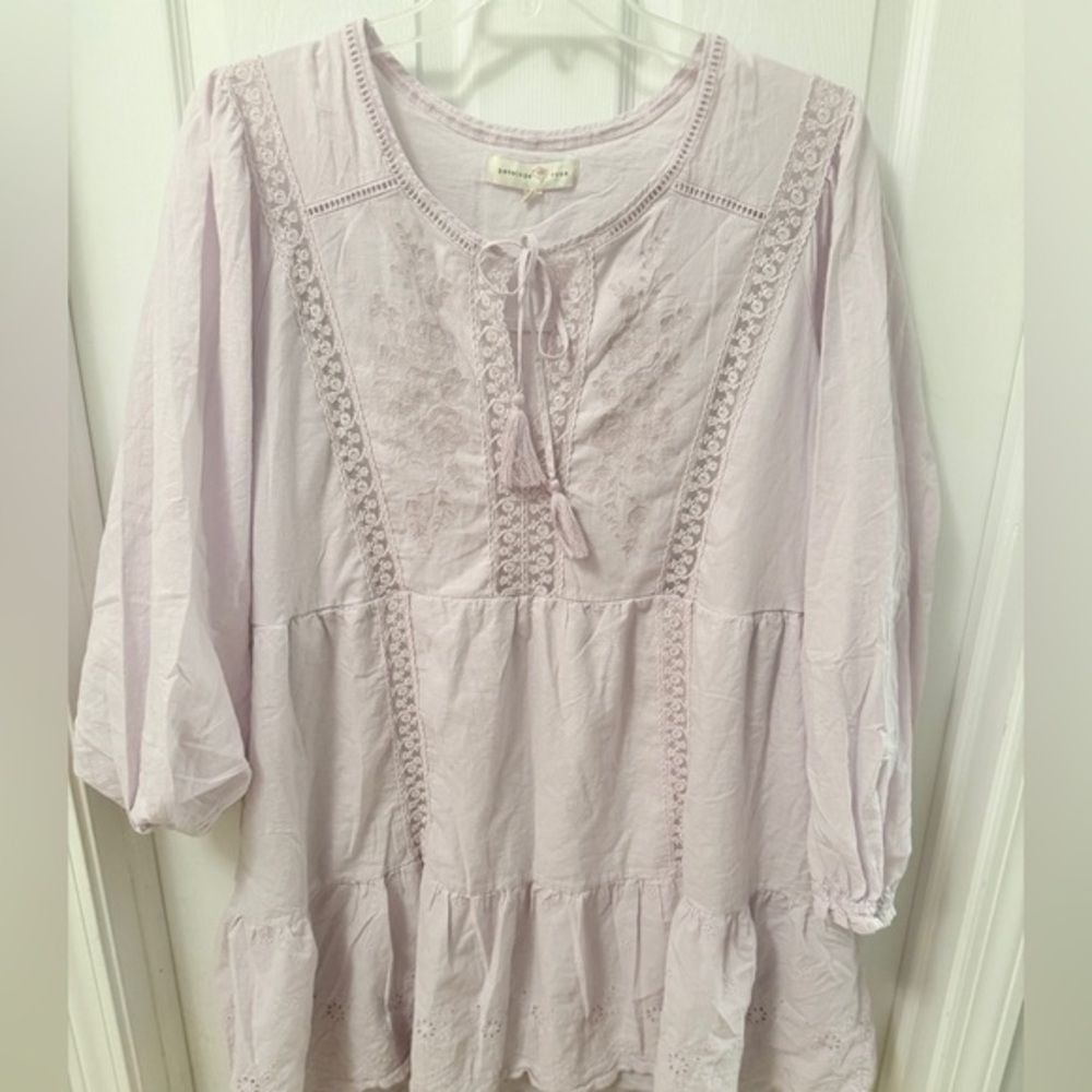 Penelope Rose LILAC Lace Boho Dress Sz 2x sleeve eyelet ruffled. Whimsy EUC AS